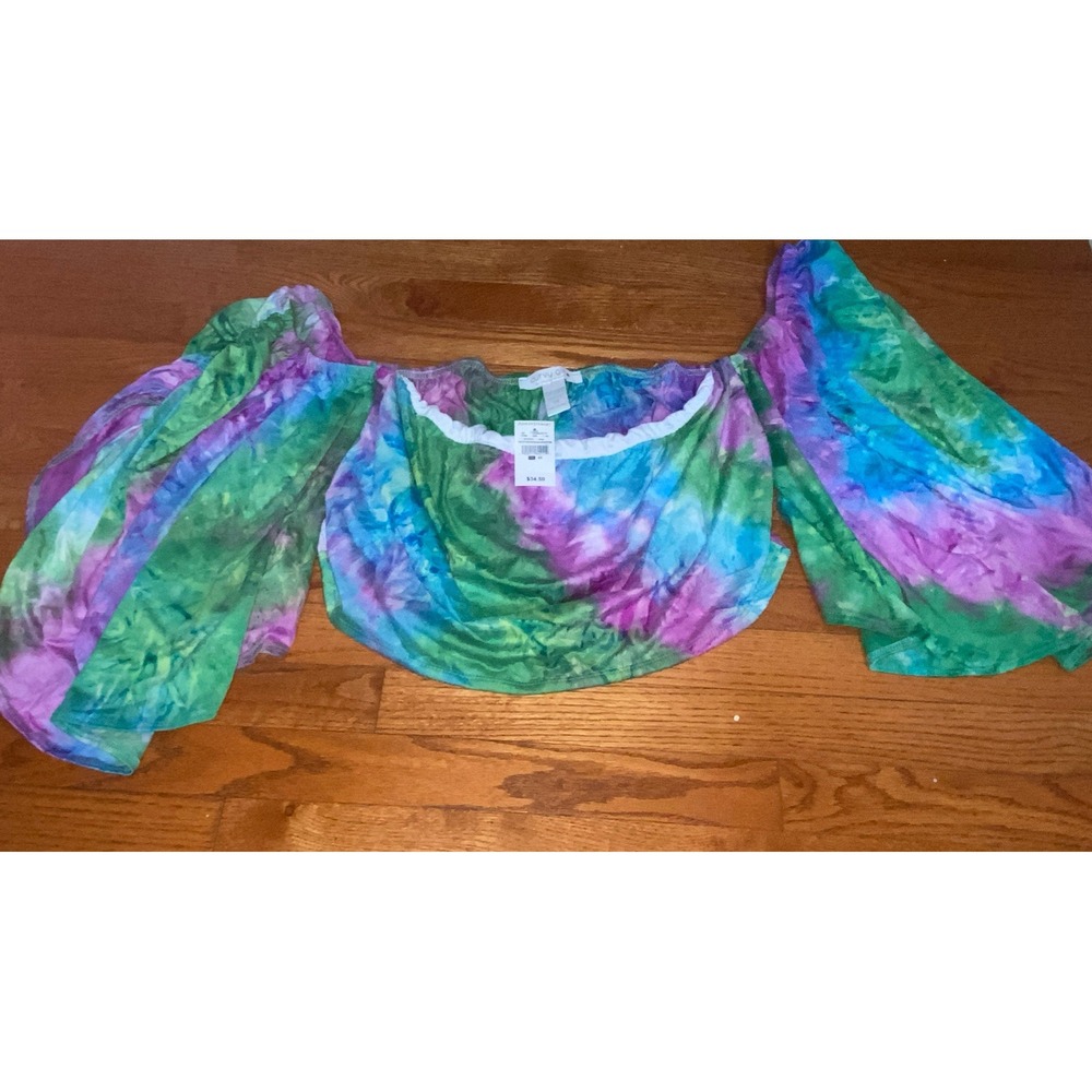 Curvy Girl By Ashley Stewart Tie dye  Cropped Top‎ NWT size 4x Off Shoulder